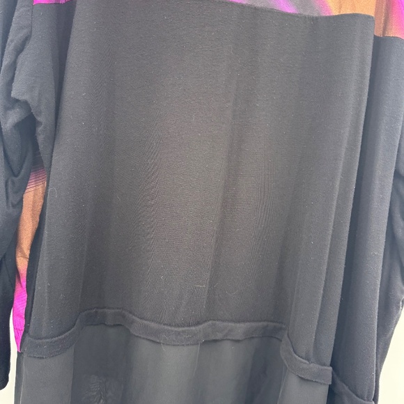 Sunny Leigh Top Women 3X Black Pink Artsy Long Sleeve Chiffon Trim Colorful - Picture 6 of 12